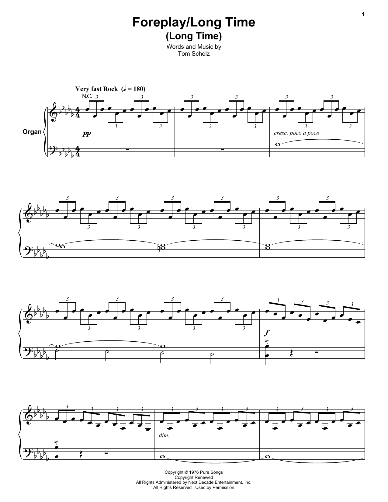 Boston Foreplay/Long Time (Long Time) sheet music notes and chords. Download Printable PDF.