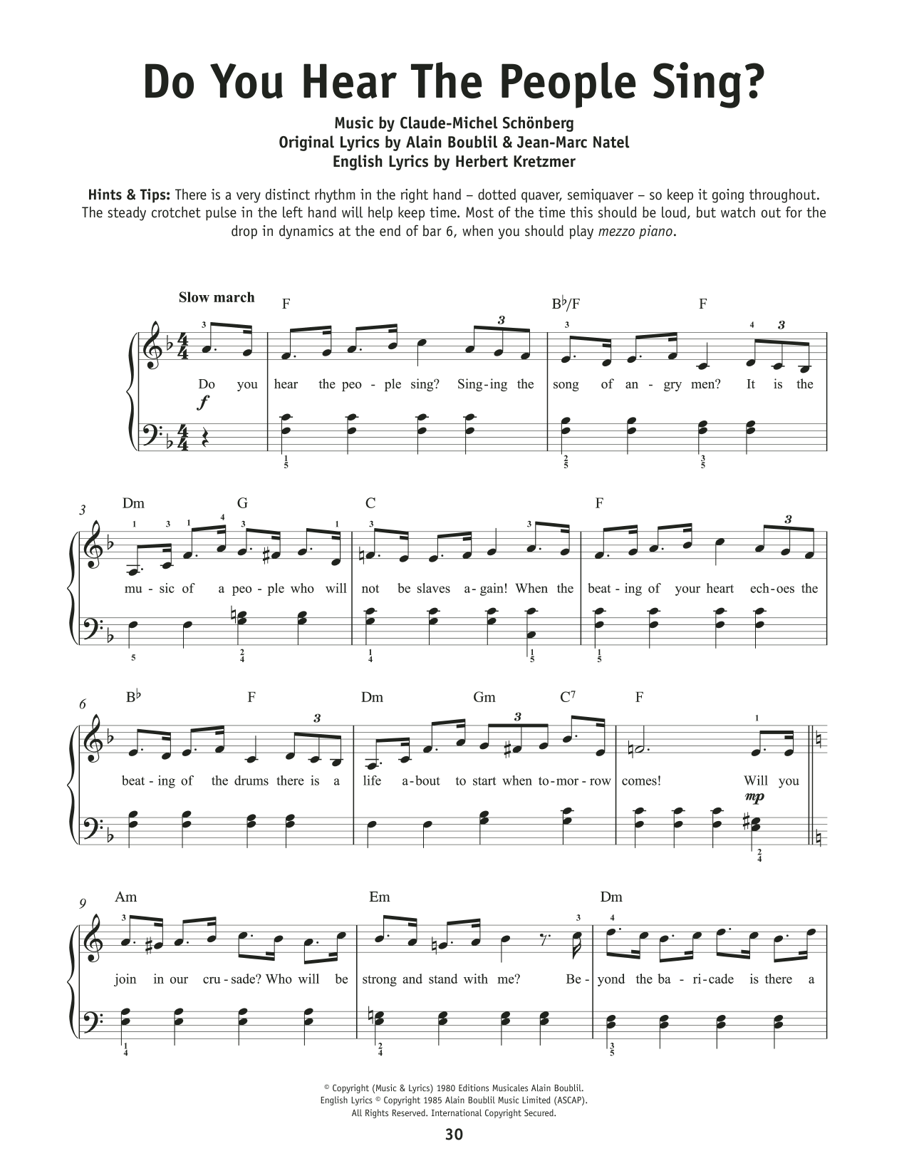 Boublil and Schonberg Do You Hear The People Sing? (from Les Miserables) sheet music notes and chords. Download Printable PDF.