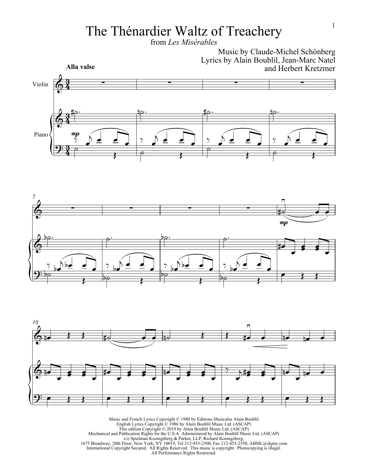Boublil and Schonberg The Thénardier Waltz Of Treachery (from Les Miserables) sheet music notes and chords. Download Printable PDF.