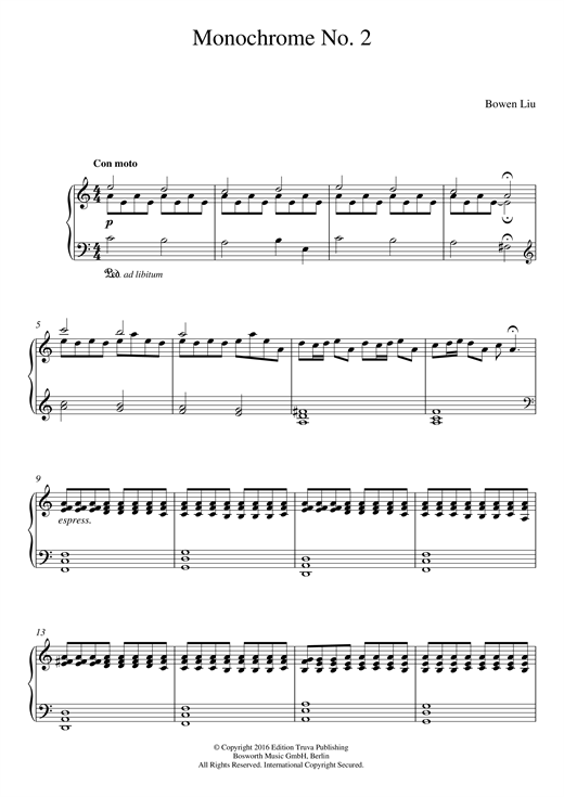 Bowen Liu Monochrome No. 2 sheet music notes and chords. Download Printable PDF.