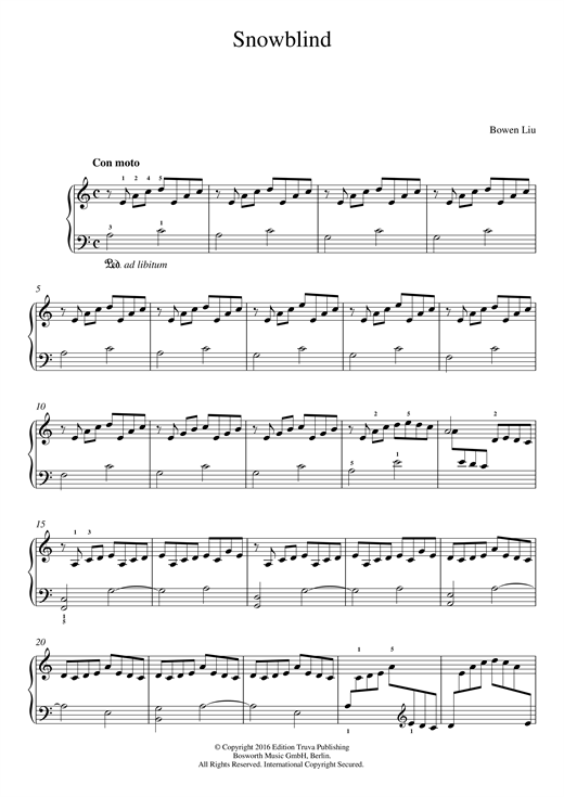 Bowen Liu Snowblind sheet music notes and chords. Download Printable PDF.