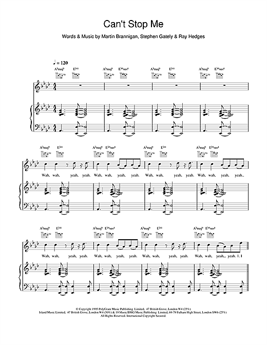 Boyzone Cant Stop Me sheet music notes and chords. Download Printable PDF.