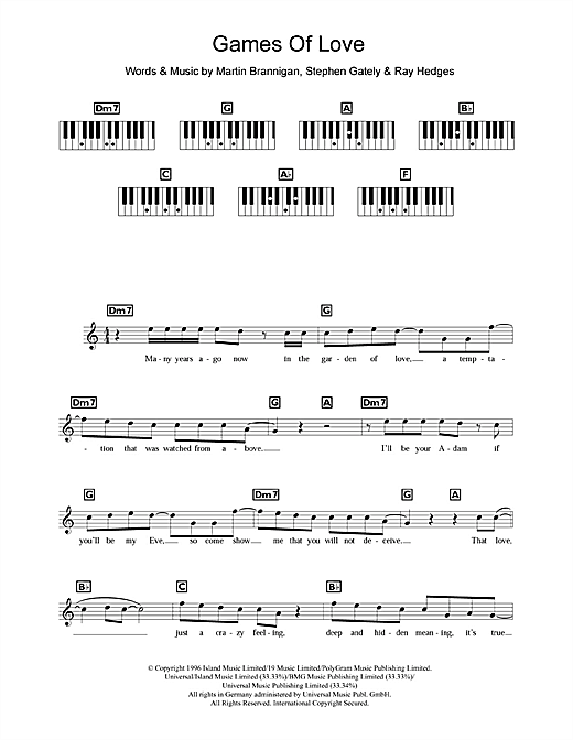 Boyzone Games Of Love sheet music notes and chords. Download Printable PDF.