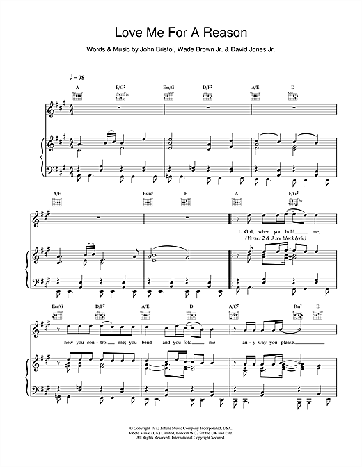 Boyzone Love Me For A Reason sheet music notes and chords. Download Printable PDF.