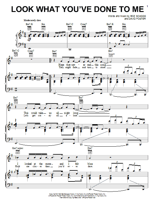 Boz Scaggs Look What You've Done To Me sheet music notes and chords. Download Printable PDF.