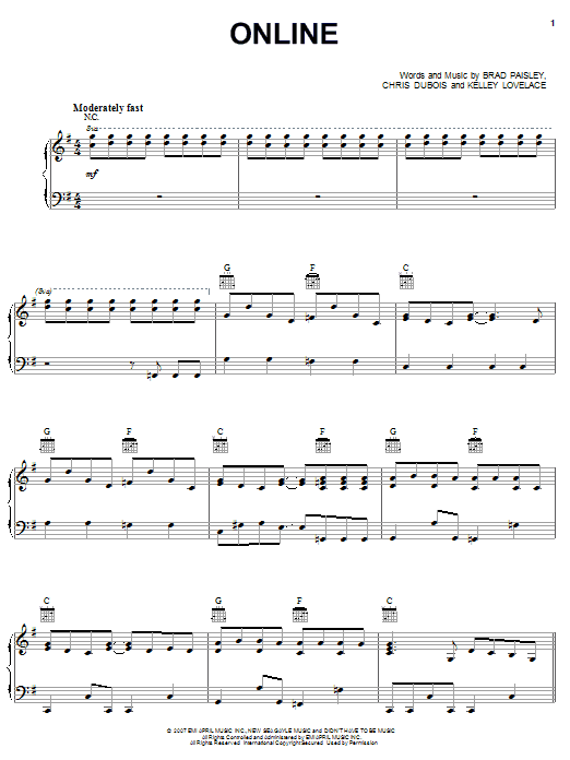 Brad Paisley Online sheet music notes and chords. Download Printable PDF.