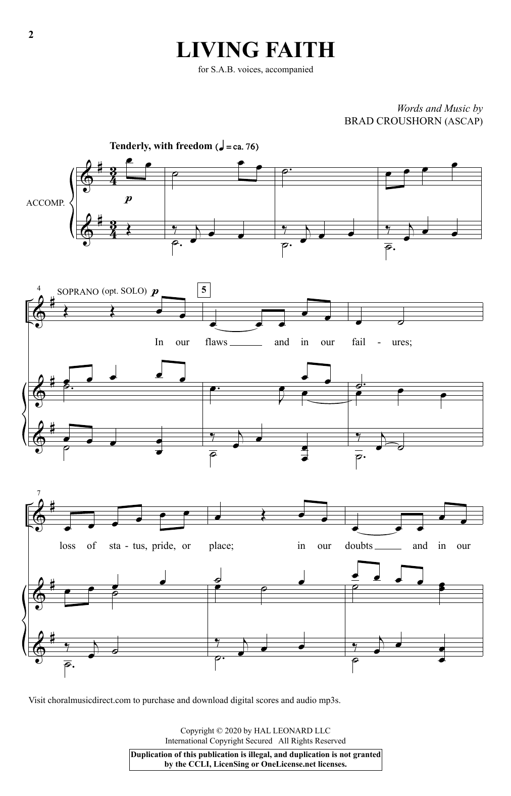 Brad Croushorn Living Faith sheet music notes and chords. Download Printable PDF.