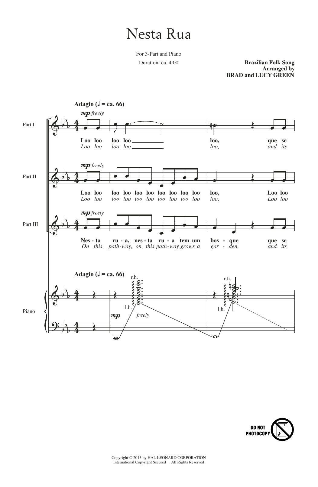 Brazilian Folk Song Nesta Rua (arr. Brad Green) sheet music notes and chords. Download Printable PDF.