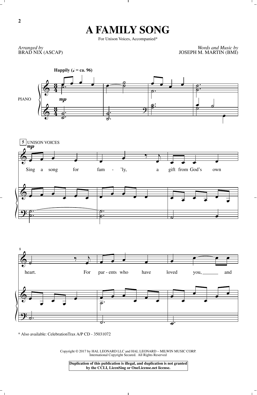 Brad Nix A Family Song sheet music notes and chords. Download Printable PDF.