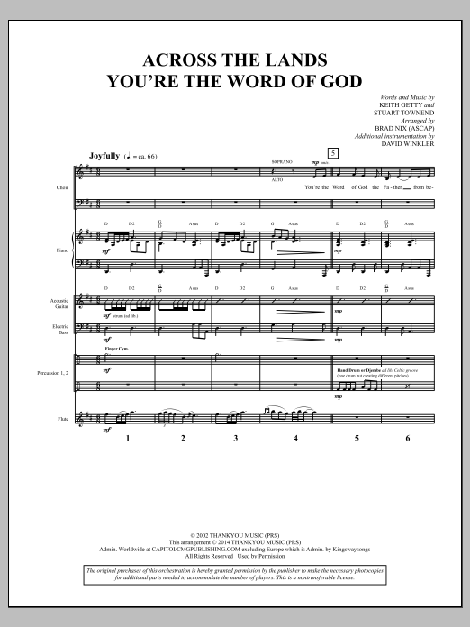 Learn to play Brad Nix Across the Lands You're the Word of God - Full Score sheet music for Choir Instrumental Pak in minutes. Brad Nix Across the Lands You're the Word of God - Full Score sheet music notes and chords. Download Printable PDF.