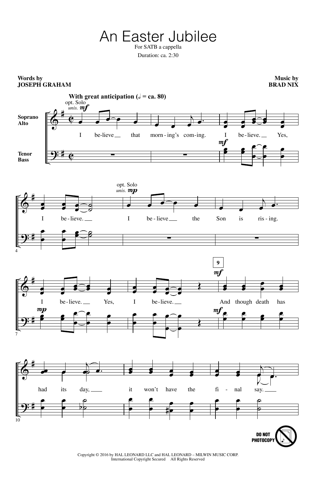 Brad Nix An Easter Jubilee sheet music notes and chords. Download Printable PDF.