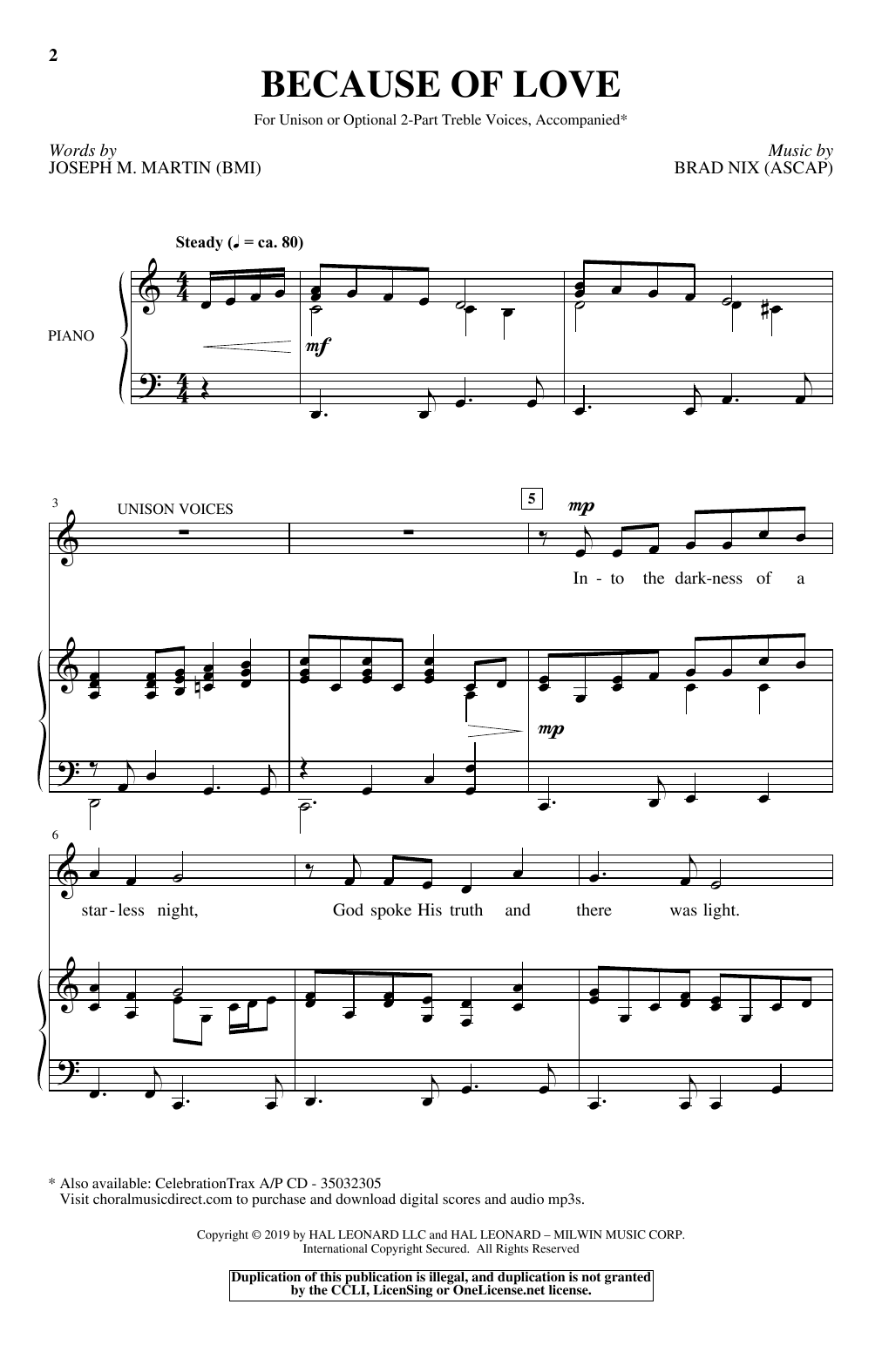 Brad Nix Because Of Love sheet music notes and chords. Download Printable PDF.