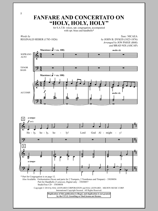 Brad Nix Holy, Holy, Holy sheet music notes and chords. Download Printable PDF.