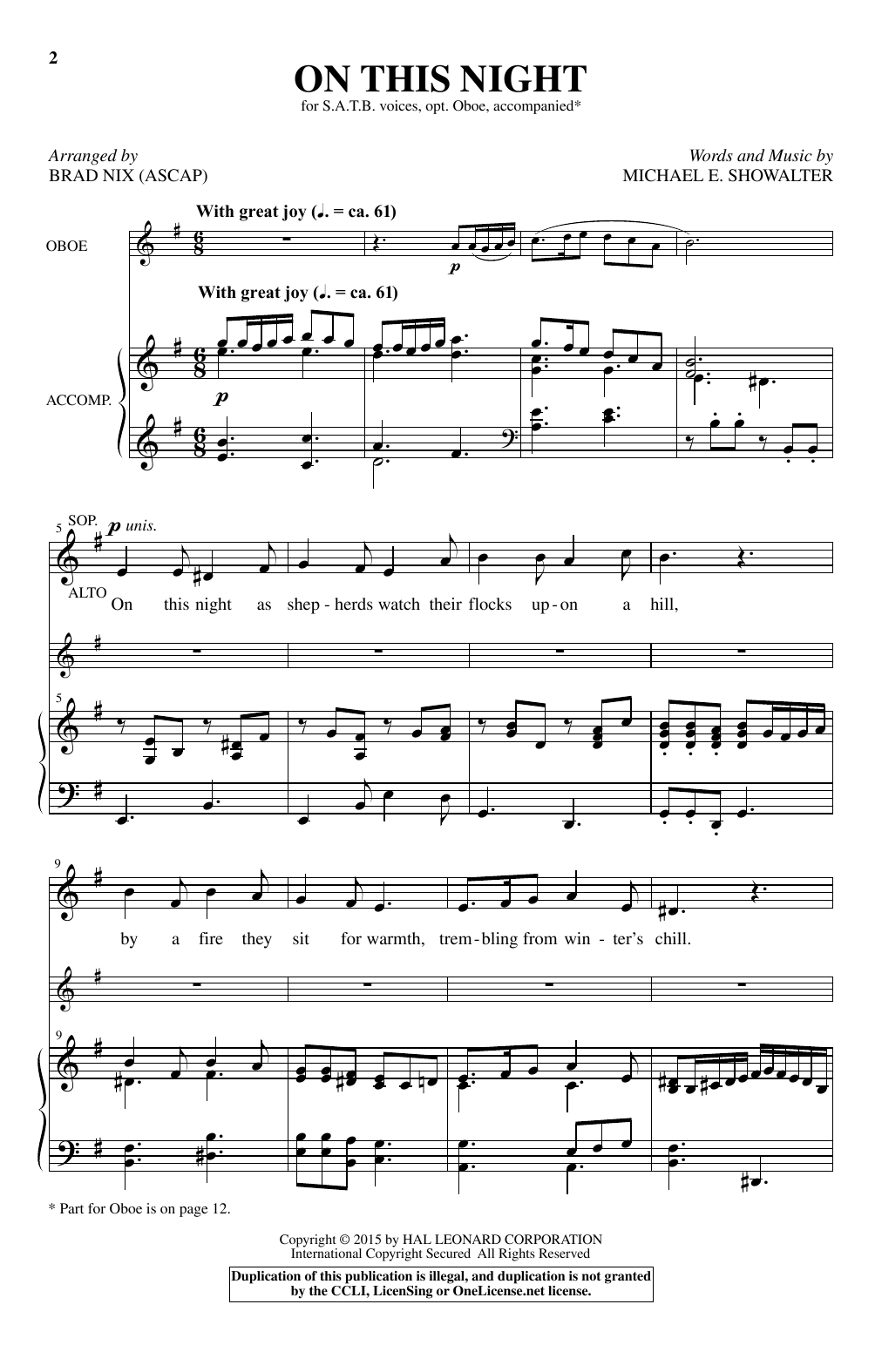 Brad Nix On This Night sheet music notes and chords. Download Printable PDF.