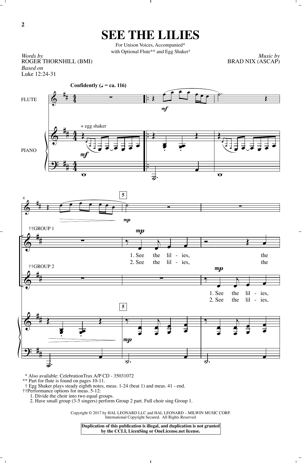 Brad Nix See The Lilies sheet music notes and chords. Download Printable PDF.