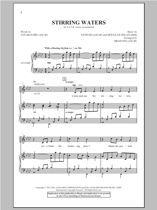 Brad Nix Stirring Waters sheet music notes and chords. Download Printable PDF.