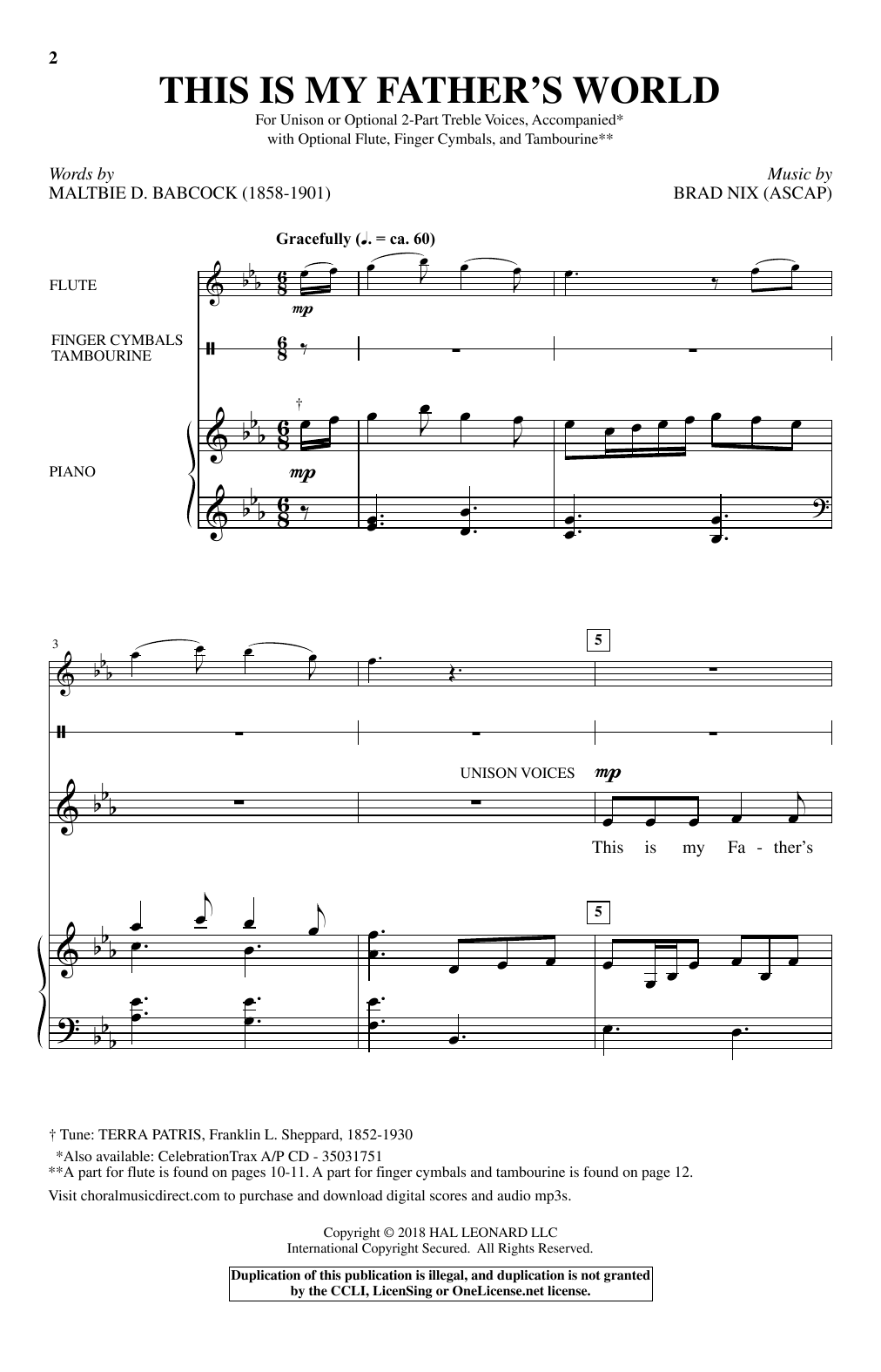 Learn to play Brad Nix This Is My Father's World sheet music for Unison Choir in minutes. Brad Nix This Is My Father's World sheet music notes and chords. Download Printable PDF.