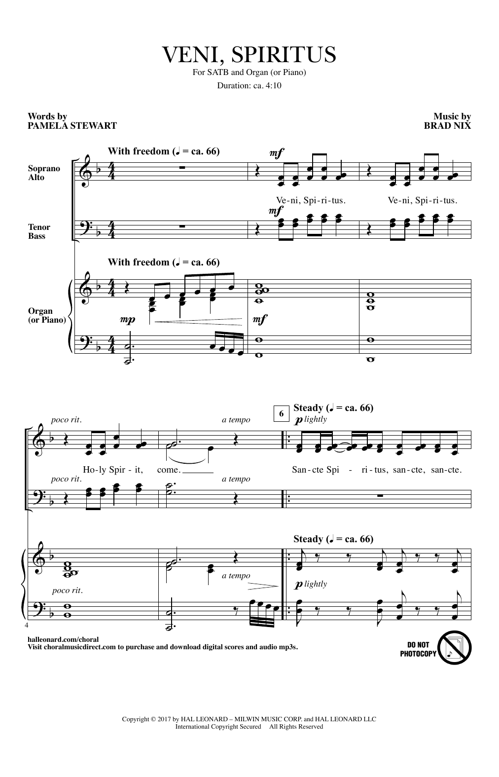 Brad Nix Veni, Spiritus sheet music notes and chords. Download Printable PDF.