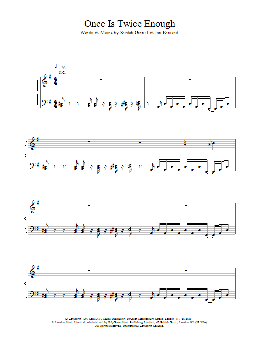 The Brand New Heavies Once Is Twice Enough sheet music notes and chords. Download Printable PDF.