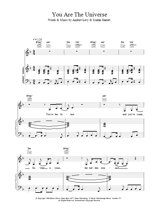 The Brand New Heavies You Are The Universe sheet music notes and chords. Download Printable PDF.