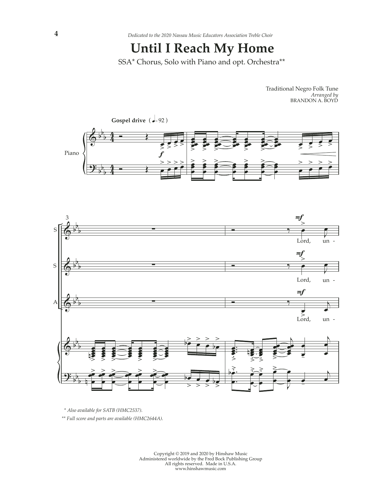 Learn to play Brandon Boyd Until I Reach My Home sheet music for SSA Choir in minutes. Price: 4.7900$ Brandon Boyd Until I Reach My Home sheet music notes and chords arranged for SSA Choir