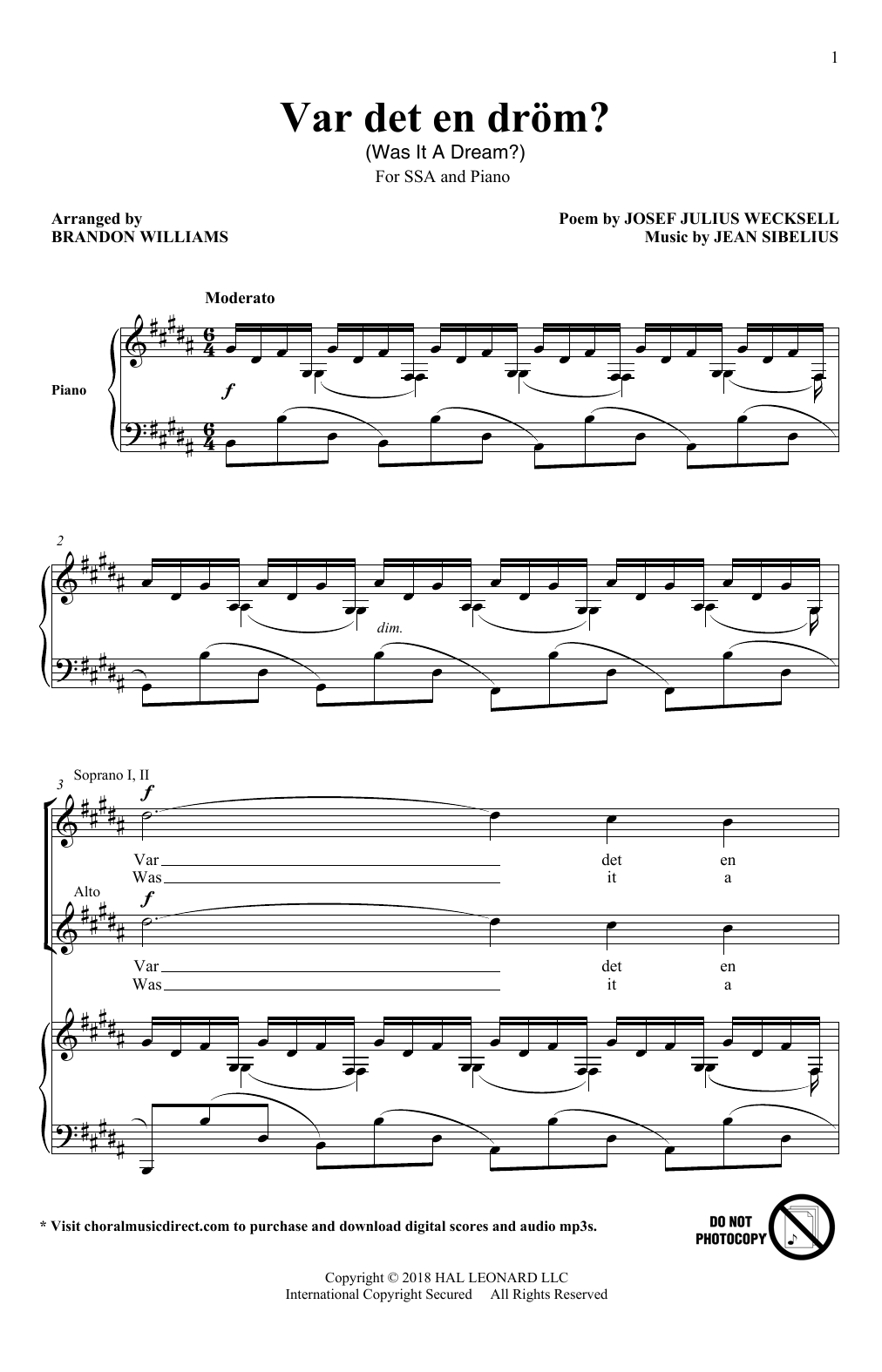 Learn to play Brandon Williams Var Det En Drom? sheet music for SSA Choir in minutes. Price: 3.9900$ Brandon Williams Var Det En Drom? sheet music notes and chords arranged for SSA Choir