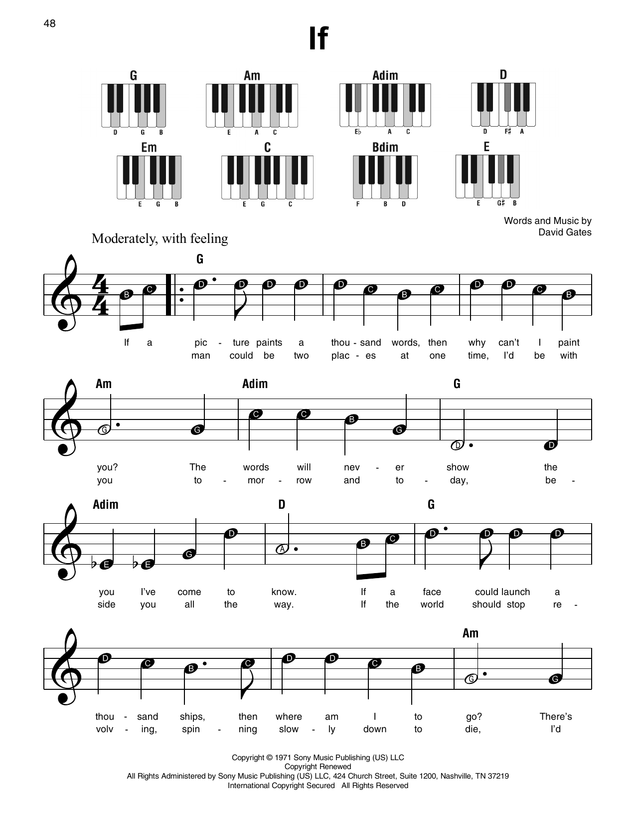 Bread If sheet music notes and chords. Download Printable PDF.