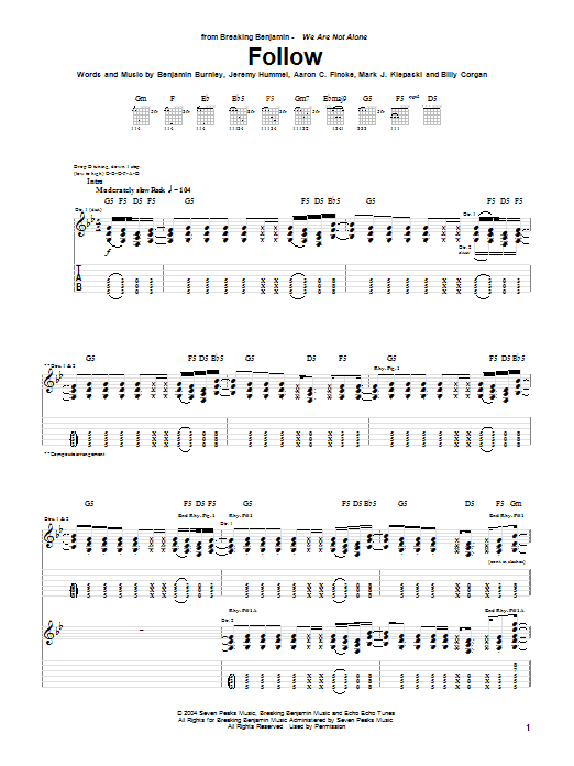 Breaking Benjamin Follow sheet music notes and chords. Download Printable PDF.