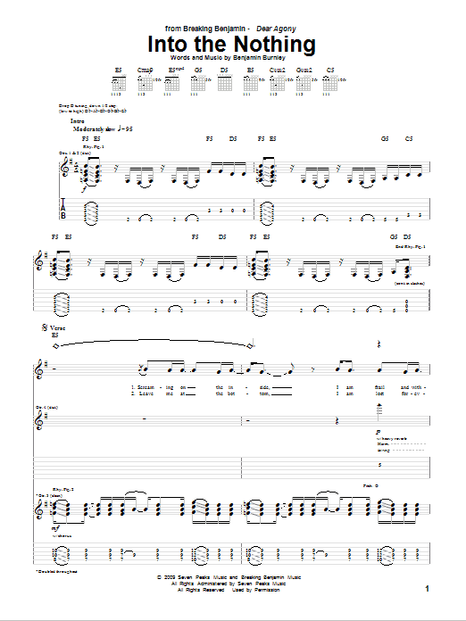 Breaking Benjamin Into The Nothing sheet music notes and chords. Download Printable PDF.