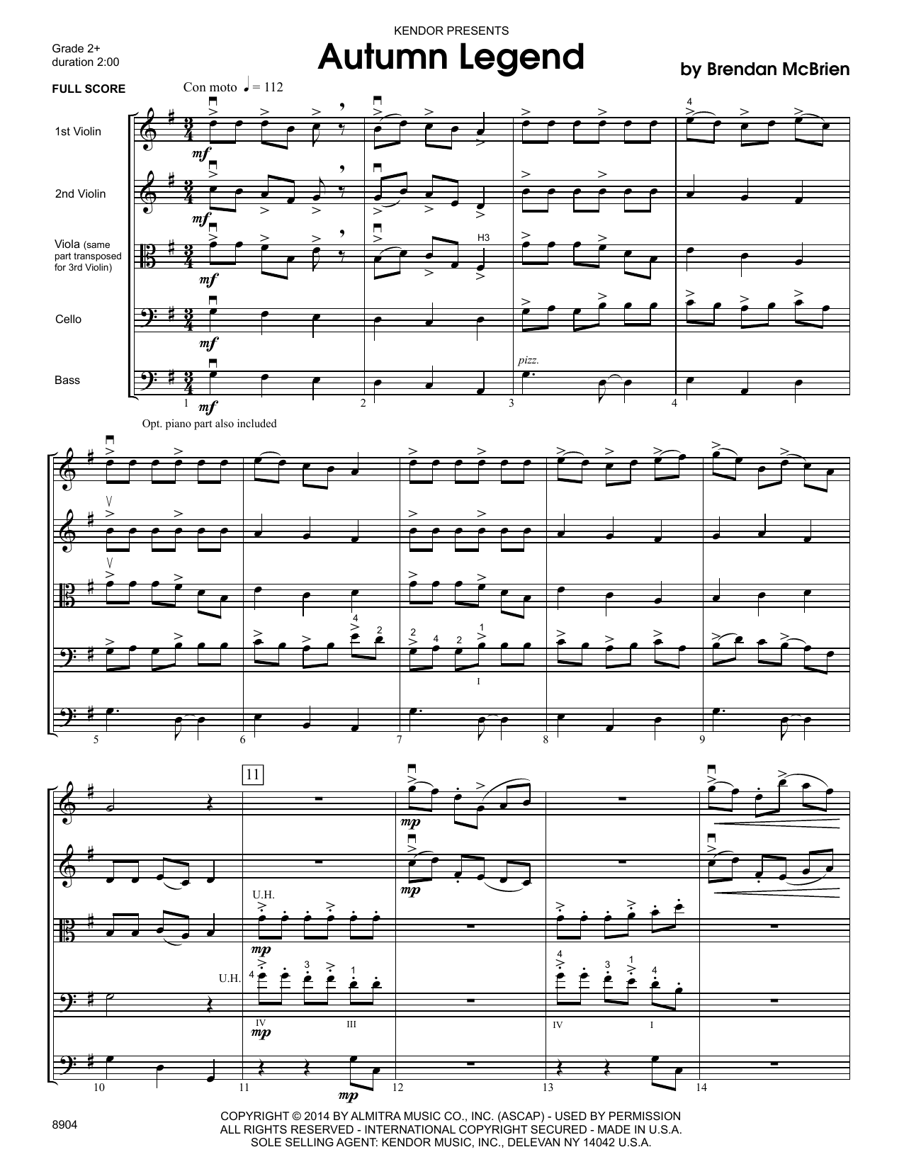 Learn to play Brendan McBrien Autumn Legend - Full Score sheet music for Orchestra in minutes. Brendan McBrien Autumn Legend - Full Score sheet music notes and chords. Download Printable PDF.