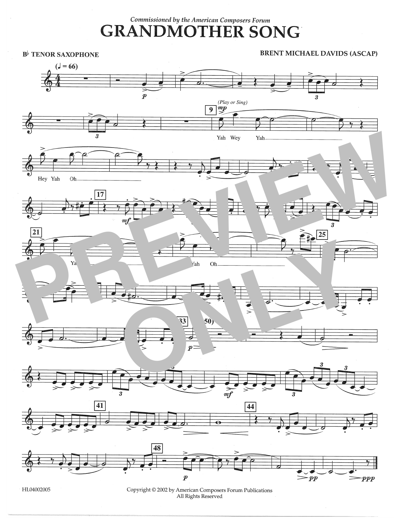 Learn to play Brent Michael Davids Grandmother Song - Bb Tenor Saxophone sheet music for Concert Band in minutes. Price: 5.9900$ Brent Michael Davids Grandmother Song - Bb Tenor Saxophone sheet music notes and chords arranged for Concert Band