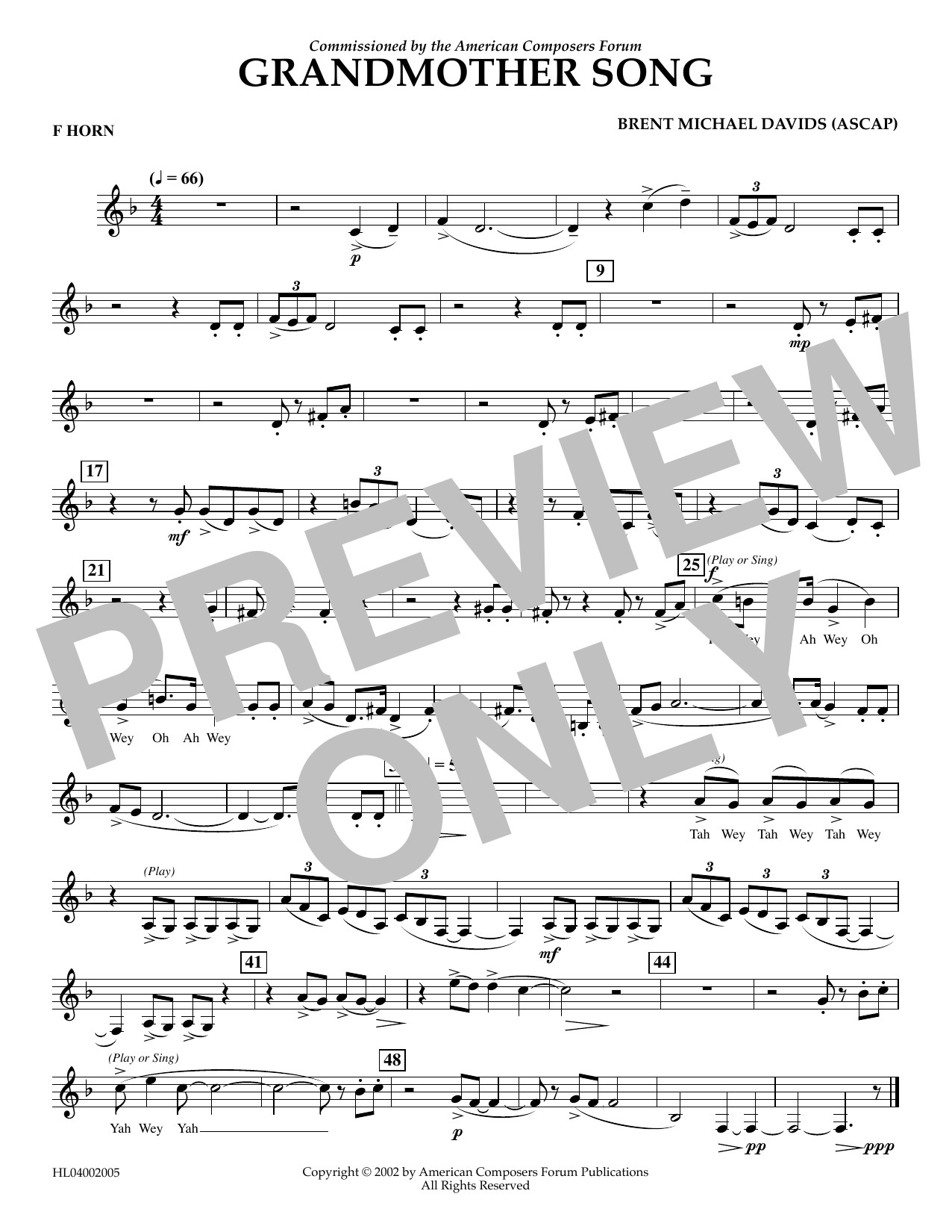 Learn to play Brent Michael Davids Grandmother Song - F Horn sheet music for Concert Band in minutes. Price: 5.9900$ Brent Michael Davids Grandmother Song - F Horn sheet music notes and chords arranged for Concert Band