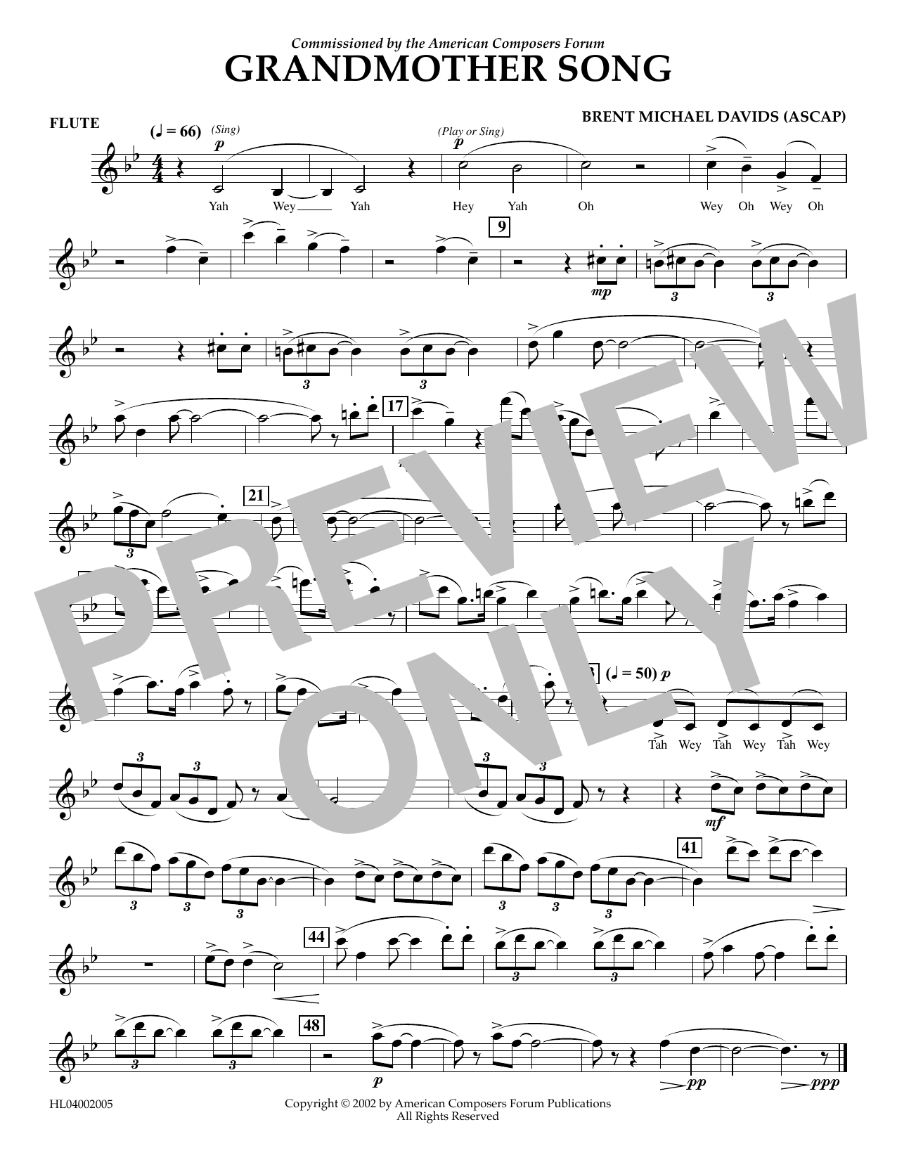 Learn to play Brent Michael Davids Grandmother Song - Flute sheet music for Concert Band in minutes. Price: 5.9900$ Brent Michael Davids Grandmother Song - Flute sheet music notes and chords arranged for Concert Band