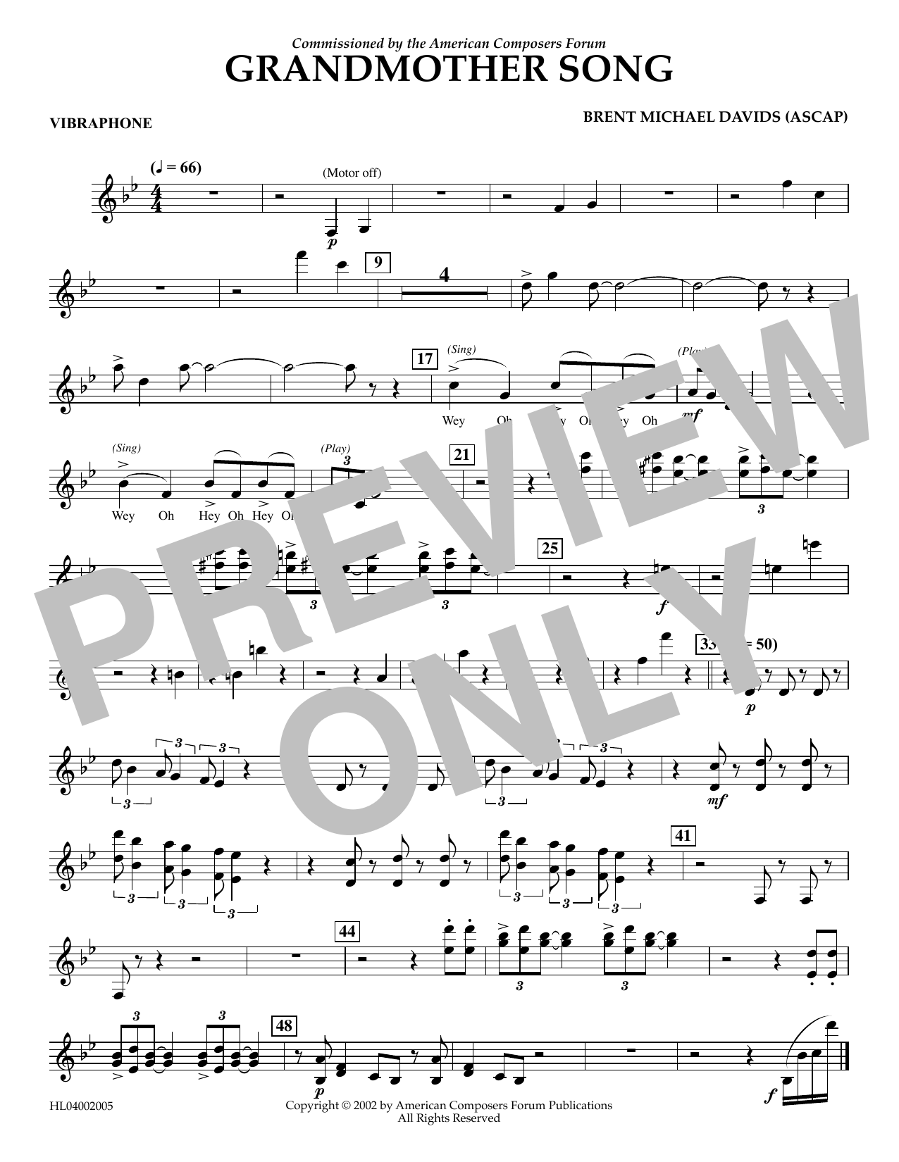 Learn to play Brent Michael Davids Grandmother Song - Vibraphone sheet music for Concert Band in minutes. Price: 5.9900$ Brent Michael Davids Grandmother Song - Vibraphone sheet music notes and chords arranged for Concert Band