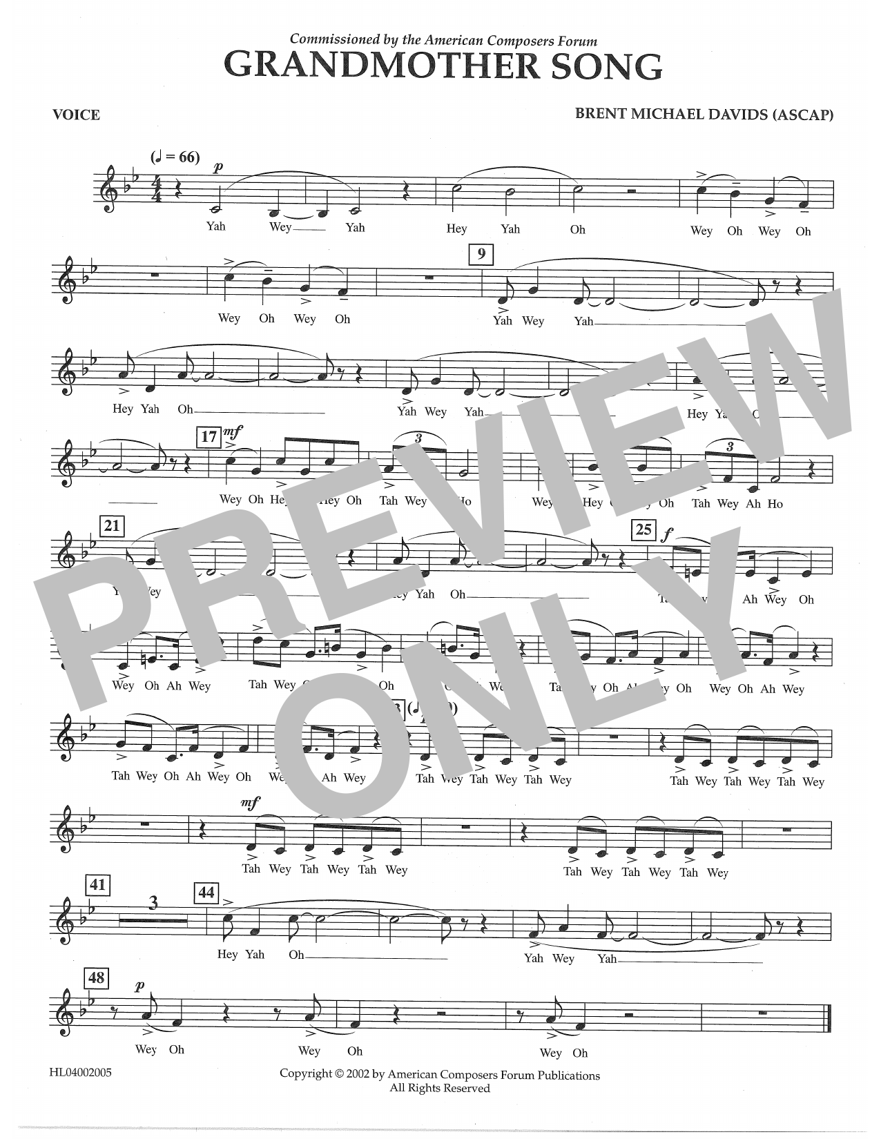 Learn to play Brent Michael Davids Grandmother Song - Voice sheet music for Concert Band in minutes. Price: 5.9900$ Brent Michael Davids Grandmother Song - Voice sheet music notes and chords arranged for Concert Band