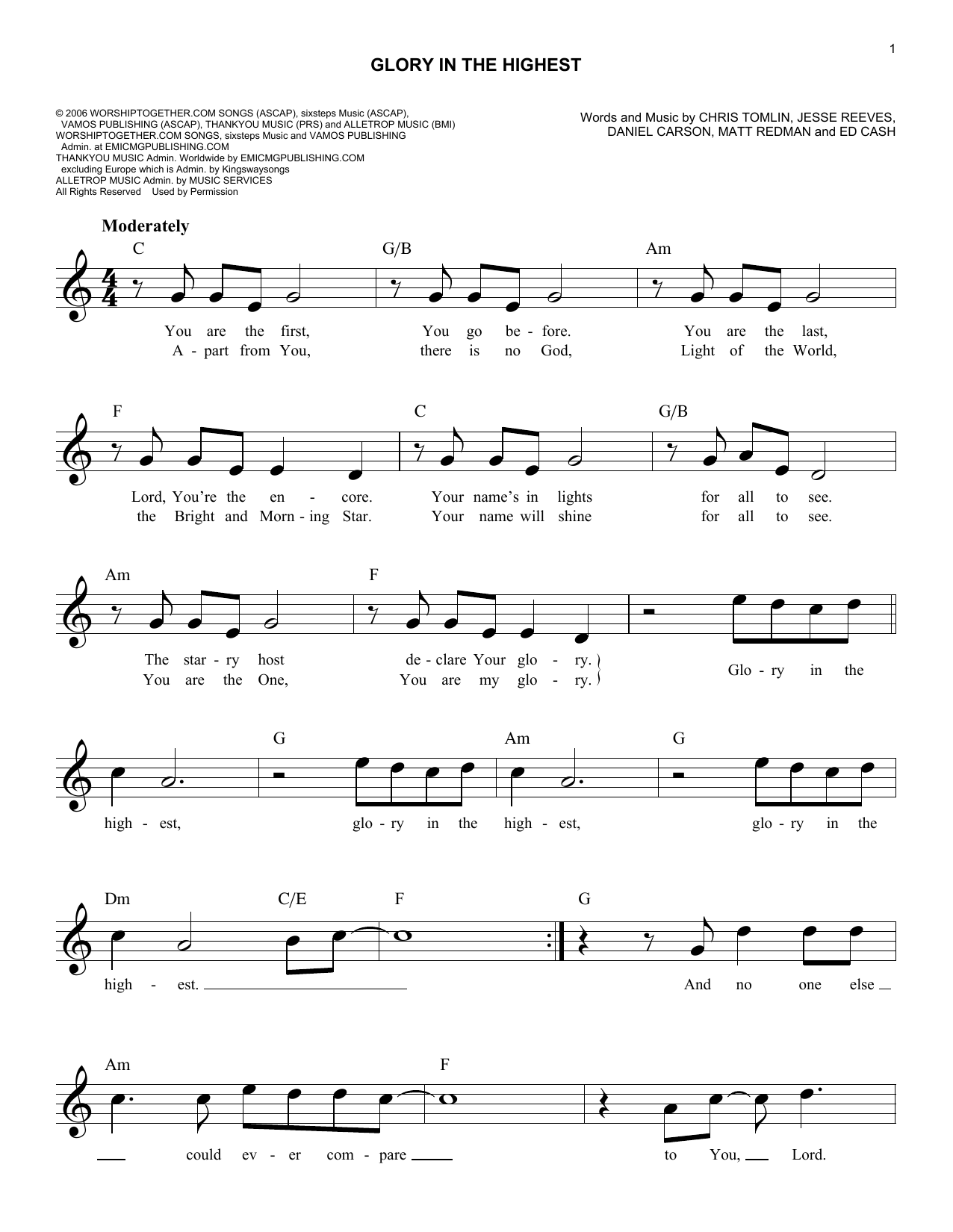 Learn to play Brenton Brown Glory In The Highest sheet music for Easy Lead Sheet / Fake Book in minutes. Price: 5.9900$ Brenton Brown Glory In The Highest sheet music notes and chords arranged for Easy Lead Sheet / Fake Book