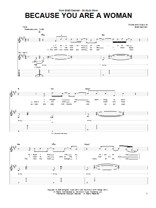 Brett Dennen Because You Are A Woman sheet music notes and chords. Download Printable PDF.