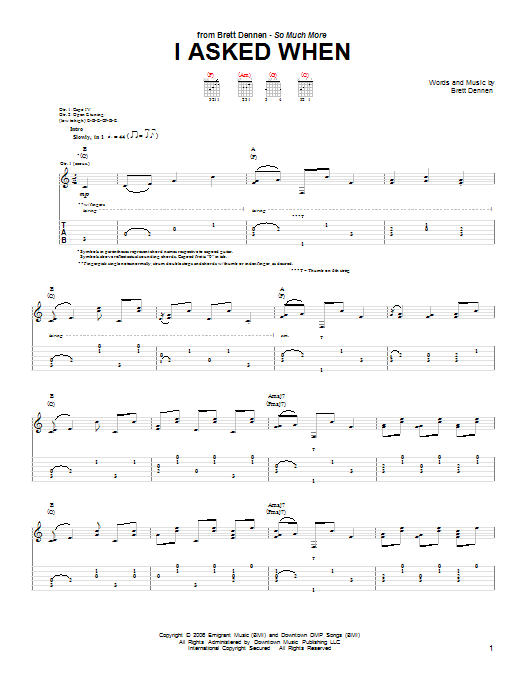 Brett Dennen I Asked When sheet music notes and chords. Download Printable PDF.