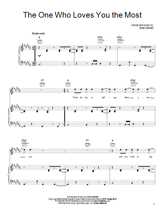 Brett Dennen The One Who Loves You The Most sheet music notes and chords. Download Printable PDF.