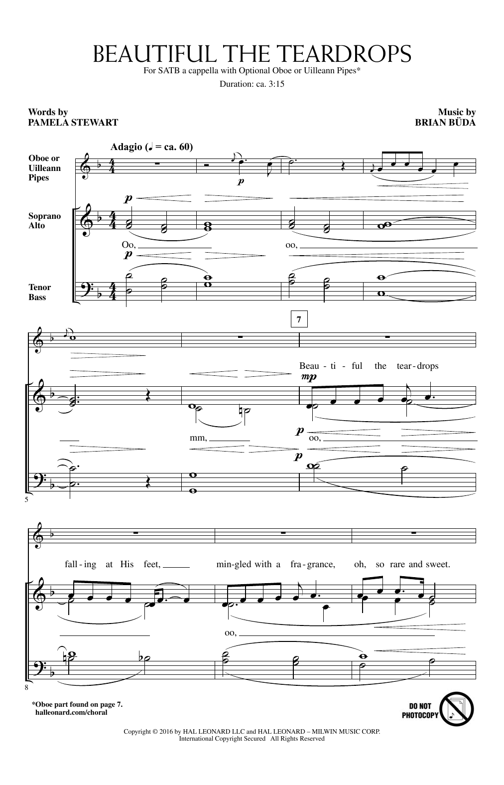 Brian Buda Beautiful The Teardrops sheet music notes and chords. Download Printable PDF.