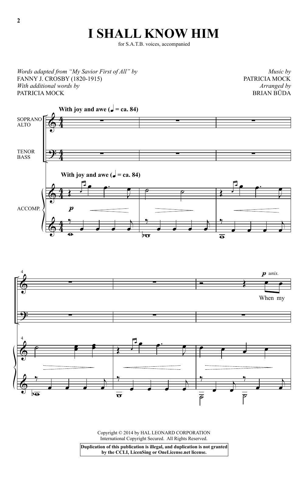 Learn to play Brian Buda I Shall Know Him sheet music for SATB Choir in minutes. Price: 3.9900$ Brian Buda I Shall Know Him sheet music notes and chords arranged for SATB Choir