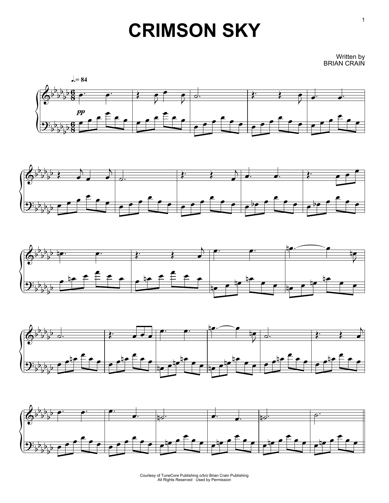 Brian Crain Crimson Sky sheet music notes and chords. Download Printable PDF.