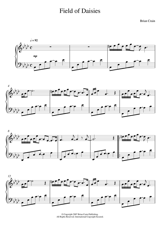 Learn to play Brian Crain Field Of Daisies sheet music for Piano Solo in minutes. Brian Crain Field Of Daisies sheet music notes and chords