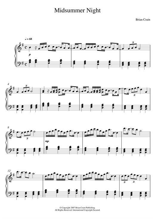 Learn to play Brian Crain Midsummer Night sheet music for Piano Solo in minutes. Brian Crain Midsummer Night sheet music notes and chords. Download Printable PDF.