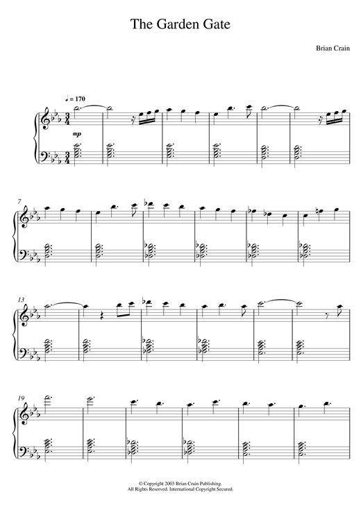 Brian Crain The Garden Gate sheet music notes and chords. Download Printable PDF.