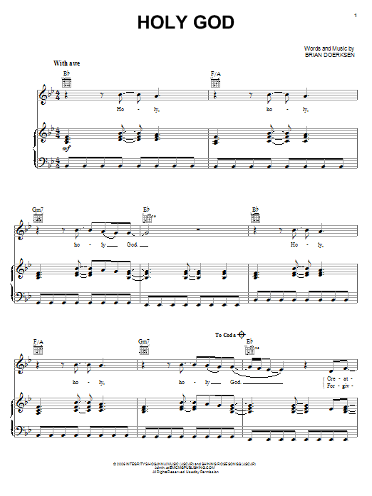 Brian Doerksen Holy God sheet music notes and chords. Download Printable PDF.