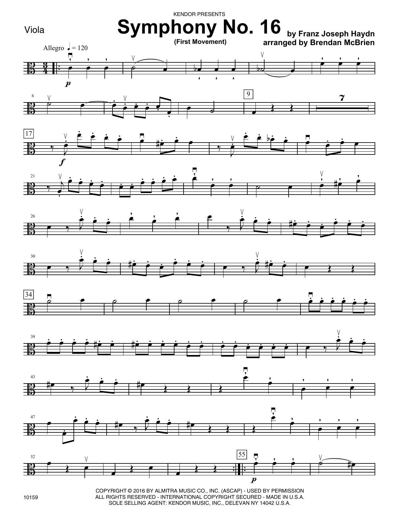 Learn to play Brian McBrien Symphony No. 16 (First Movement) - Viola sheet music for Orchestra in minutes. Brian McBrien Symphony No. 16 (First Movement) - Viola sheet music notes and chords. Download Printable PDF.
