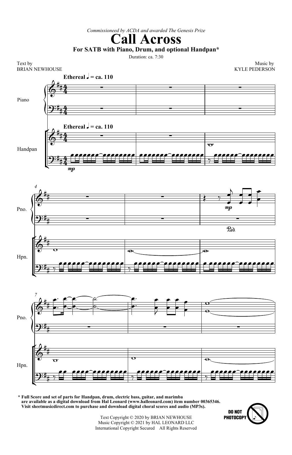 Learn to play Brian Newhouse and Kyle Pederson Call Across sheet music for SATB Choir in minutes. Price: 3.9900$ Brian Newhouse and Kyle Pederson Call Across sheet music notes and chords arranged for SATB Choir