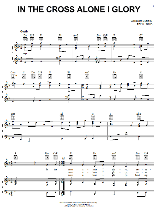 Learn to play Brian Petak In The Cross Alone I Glory sheet music for Easy Piano in minutes. Price: 6.9900$ Brian Petak In The Cross Alone I Glory sheet music notes and chords arranged for Easy Piano