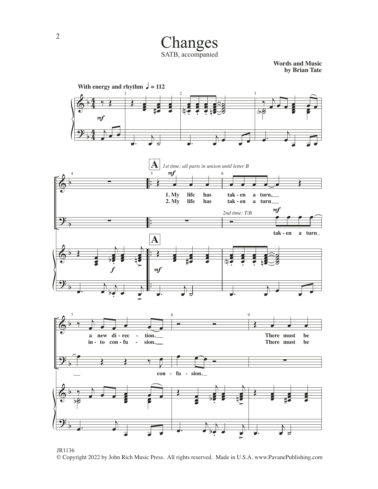 Brian Tate Changes! sheet music notes and chords. Download Printable PDF.